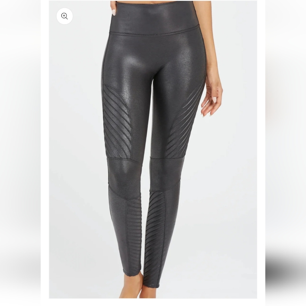 Faux Leather Moto Leggings Black Medium Spanx #20136R Edgy Biker Sexy
